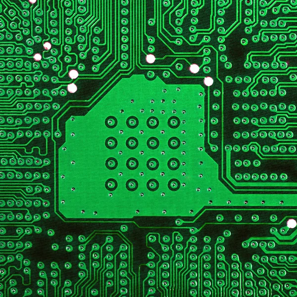 Placa de circuito eletrônico verde — Fotografia de Stock