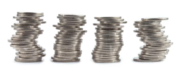 Four rolls made with coins — Stock Photo, Image