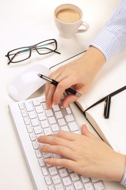 Woman's hands on a keyboard clipart