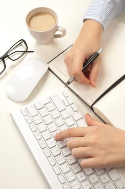 Woman's hands on a keyboard clipart