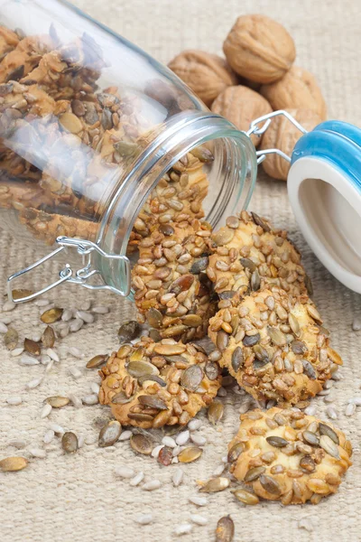 Crispy cookies with pumpkin and sunflower seed — Stock Photo, Image
