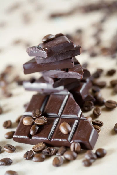 stock image Coffee beans and chocolate