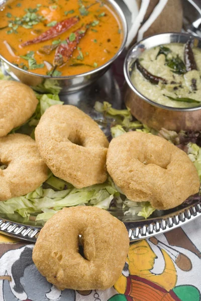 Indyjskie jedzenie, medhu vada — Zdjęcie stockowe