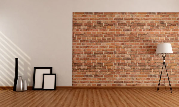 Boş oda ile tuğla duvar — Stok fotoğraf