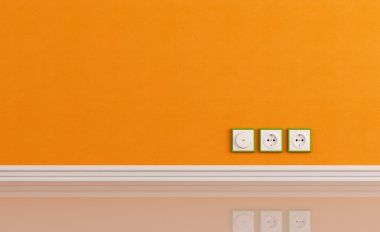 Wall outlets on the orange wall clipart