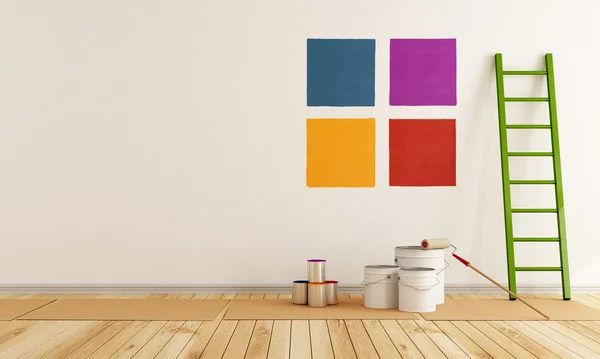Farbe auswählen, um Wand zu bemalen Stockbild