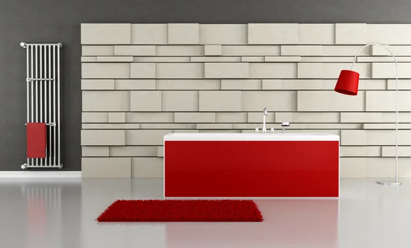 Röd badrum — Stockfoto