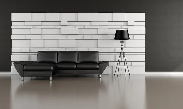Schwarz-weißes Wohnzimmer — Stockfoto
