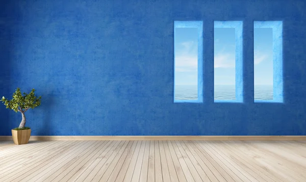 Prázdný modrý interiér — Stock fotografie