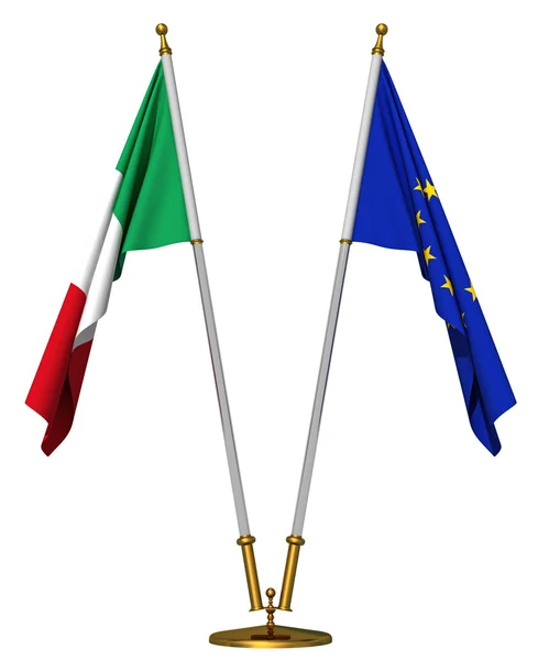 Flaggen Italiens und der Europäischen Union — Stockfoto