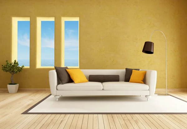 Gele woonkamer — Stockfoto