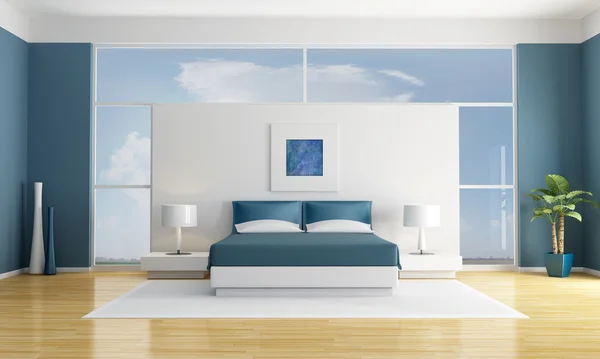 Blått sovrum — Stockfoto