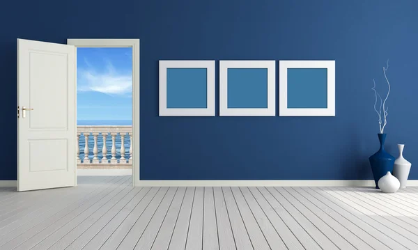 Quarto de verão azul — Fotografia de Stock