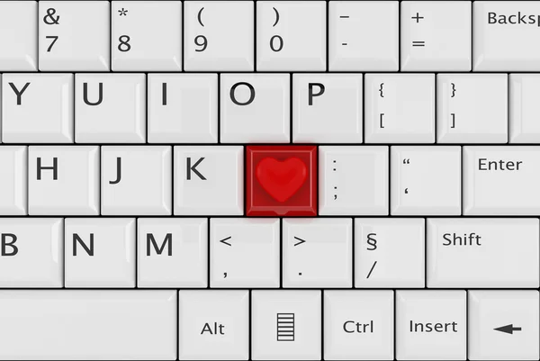 Bílá láska klávesnice — Stock fotografie
