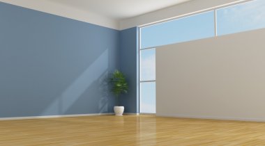 Empty blue room clipart