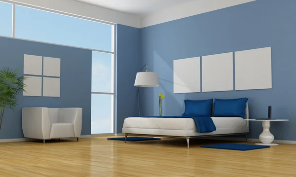 Blue bedroom — Stock Photo, Image