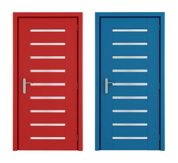 Kırmızı ve mavi kapı — Stok fotoğraf