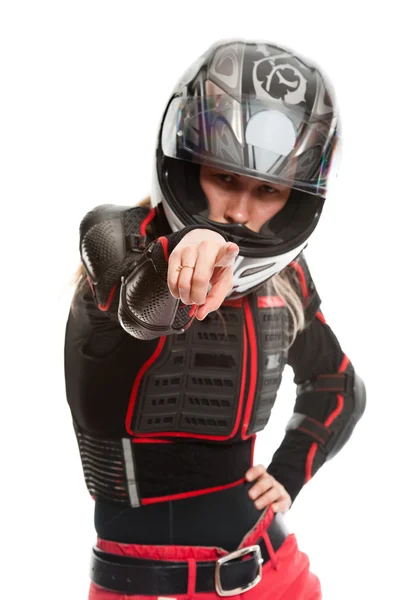 Girl - motorcycle rider — Stock Photo, Image