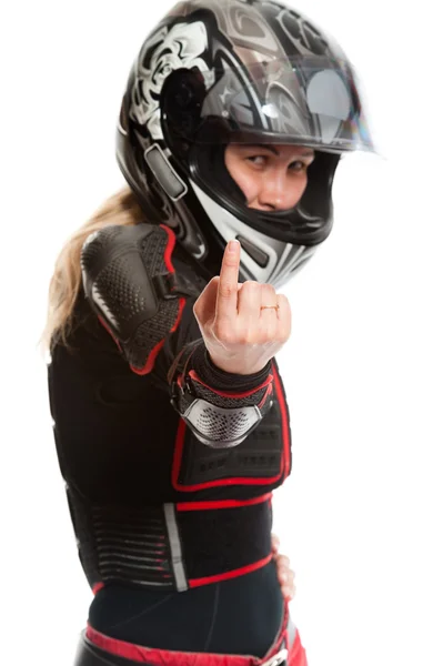 Flicka - motorcykelföraren — Stockfoto