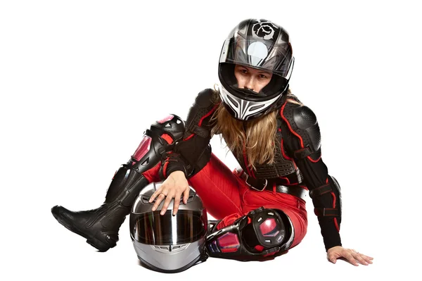Kız - motosiklet binici — Stok fotoğraf