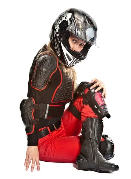 Flicka - motorcykelföraren — Stockfoto