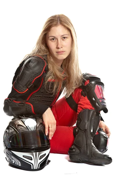 Girl - motorcycle rider — Stock Photo, Image
