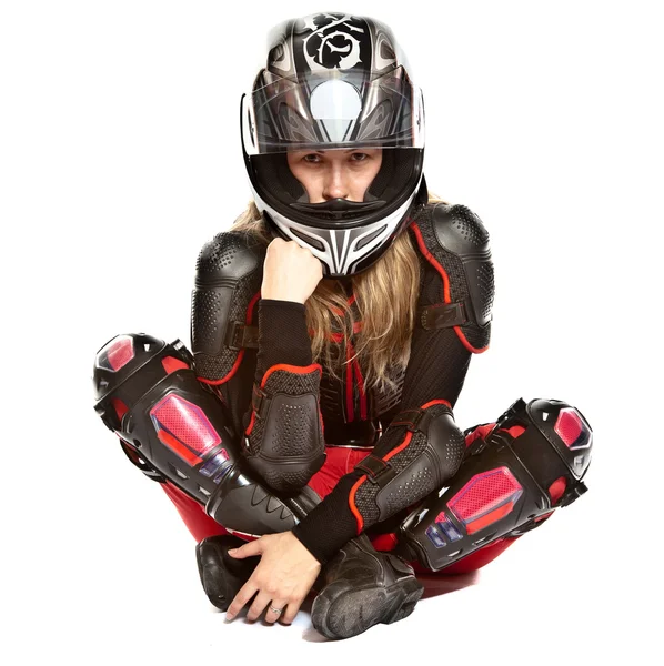 Дівчина - мотоцикліст Стокова Картинка