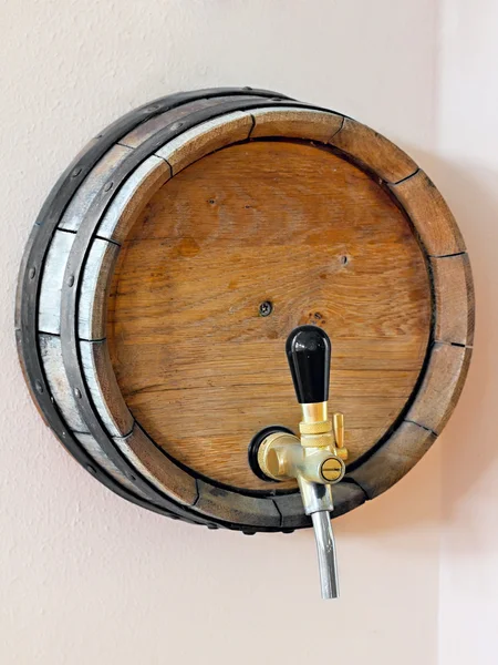 stock image Wooden barrel with a tap