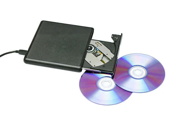 Kandar dvd eksternal dan disk — Stok Foto