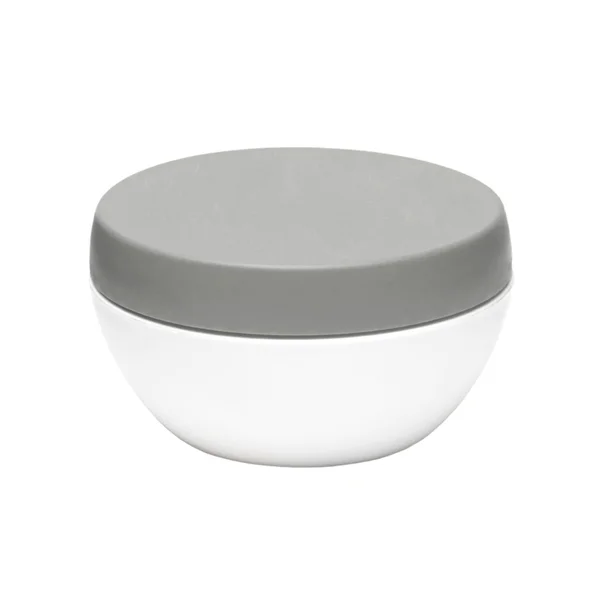 Witte plastic pot met een donkere cap — Stockfoto