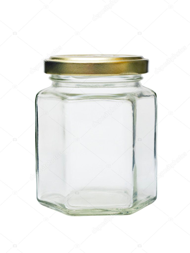 Empty glass jar with metal lid