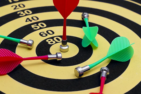 The magnetic needle darts in the center of the target — Stock Photo, Image