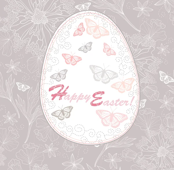 Easter egg. Easter card with floral pattern. — Stock Vector