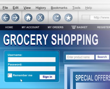 Online grocery shopping. clipart