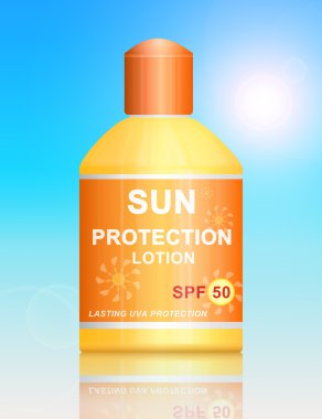 SPF 50 güneş koruma losyonu.