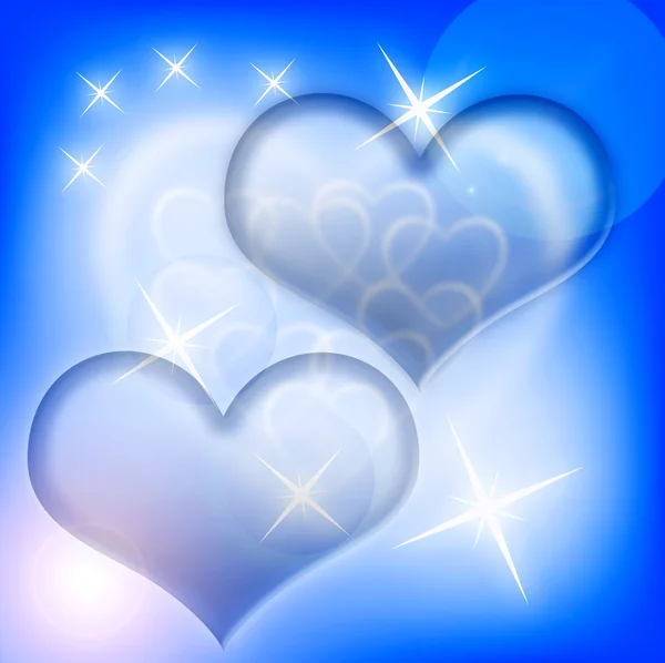 Hearts background on blue — Stock Photo, Image