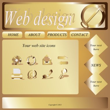 Vector Website Design Template with icons clipart