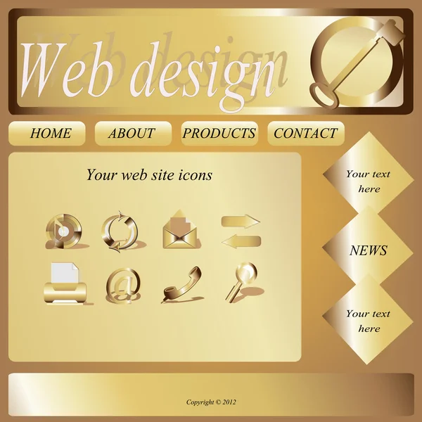 Vektor-Website-Design-Vorlage mit Symbolen — Stockvektor