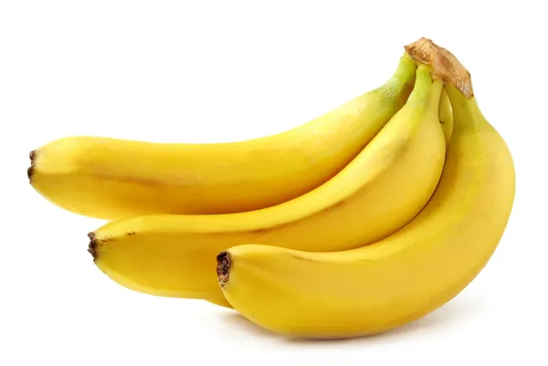 Ljusa gula bananer på vit bakgrund — Stockfoto