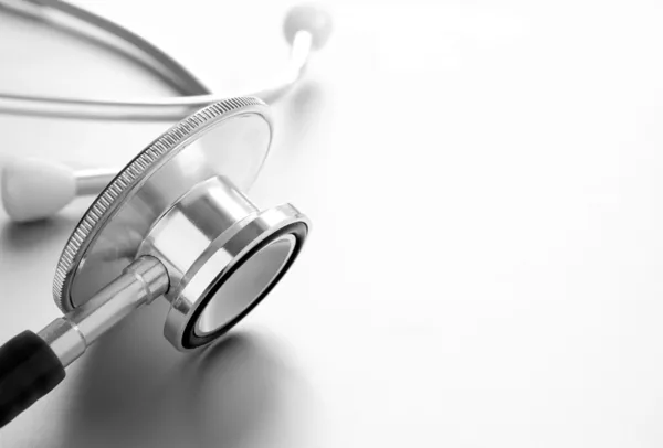 Stethoscope on white background close-up and a place for your text — Stock Photo, Image