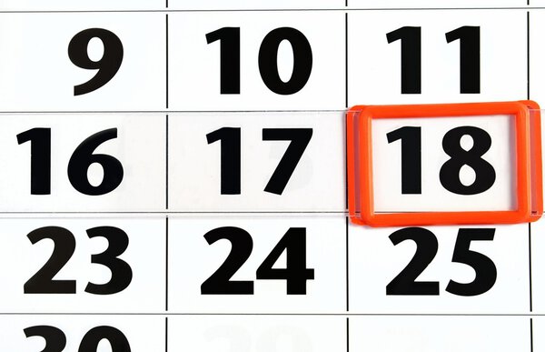 Calendar page in the selected date