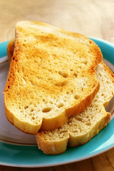 朝食のターコイズ ブルー プレートで揚げパン — ストック写真