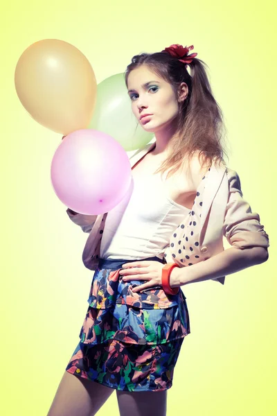 Girl with balloons — Stock Photo, Image