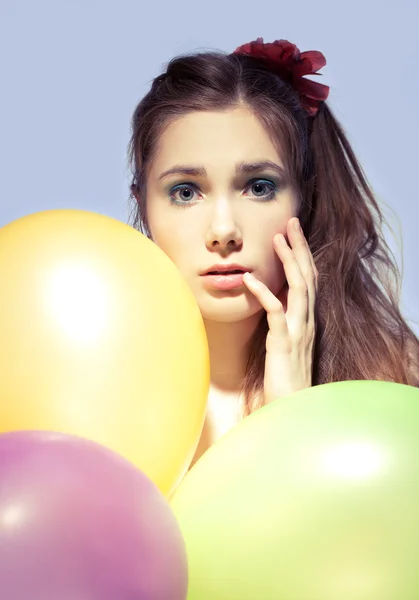 Gir with balloons — Stock Photo, Image