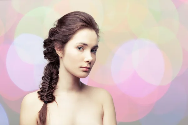 Girl with a braid — Stock Photo, Image