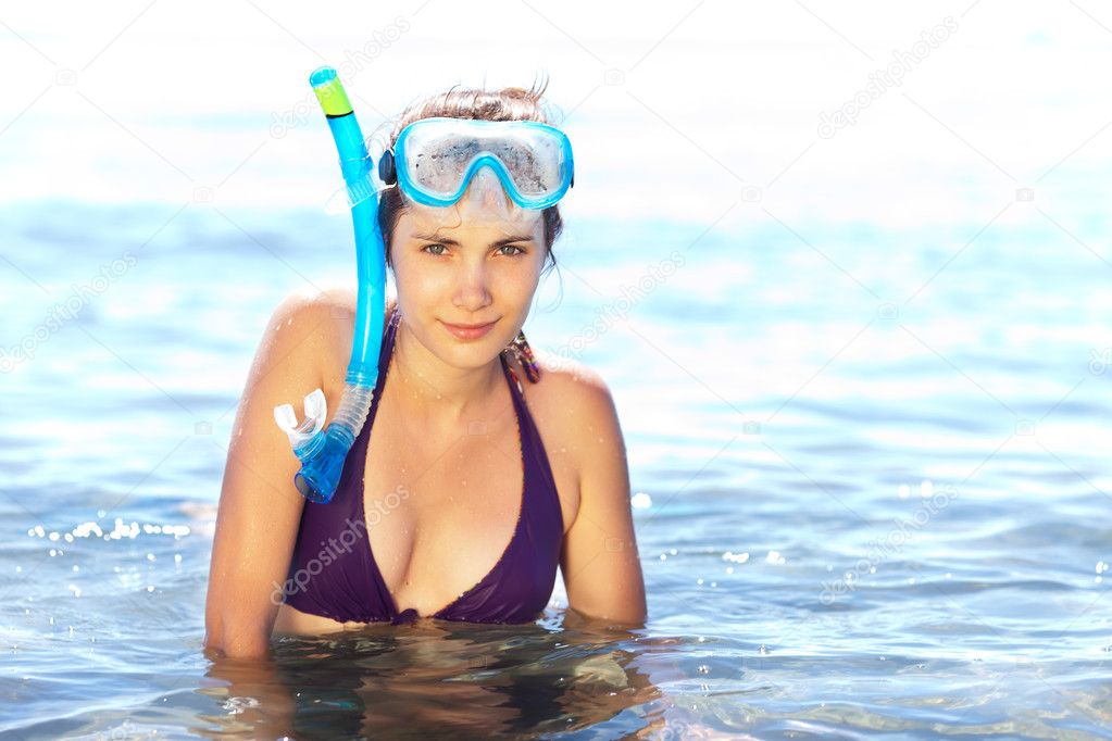 Girl with mask and snorkel