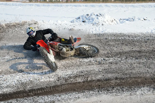 Crash motociclista motocross — Fotografia de Stock