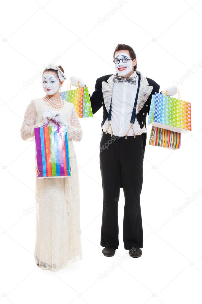 Two funny mimes go shopping