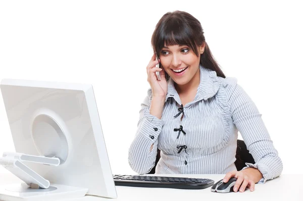 Studioaufnahme einer Sekretärin beim Telefonieren — Stockfoto