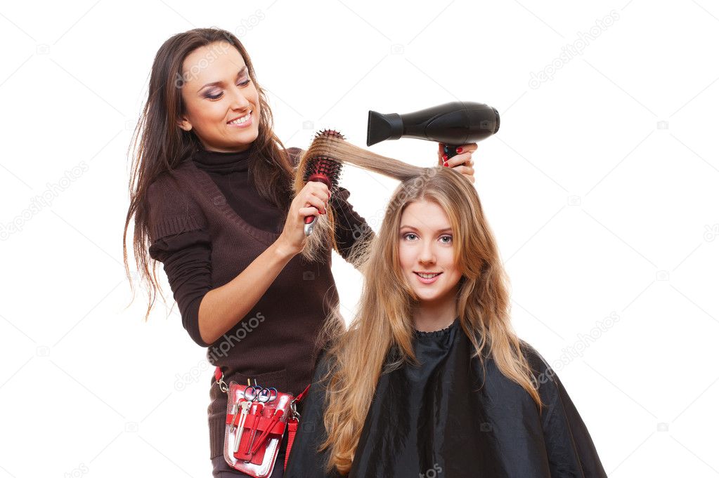 Hairdresser and young woman